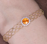 1.65ct Fanta Garnet Pearl Lace Bracelet - 18K Yellow Gold
