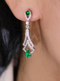 Emerald & White Diamonds Earrings in 18K White Gold