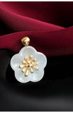 Plum Blossom Nephrite Jade Flower Shape Pendant - 18K Yellow Gold