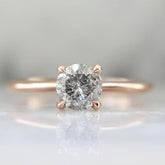 0.89ct Salt & Pepper Diamond Round Brilliant Cut 18K Rose Gold Wedding Ring