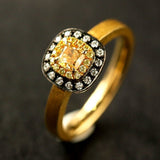 Fancy Yellow Diamonds Satin Finish Ring in 18K Yellow Gold