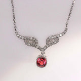 Angel Wing Red Spinel Diamonds Necklace in 18K White Gold
