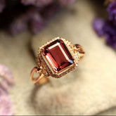 2.7ct Red Tourmaline Emerald Cut Ring in 18K Yellow Gold