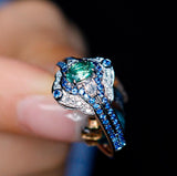 Superior Alexandrite Chrysoberyl Ring, Diamond Halo in 18K Gold