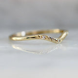 White Diamond Chevron Ring in 14K Yellow Gold