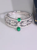Stacking Emerald Teardrop 18K Gold Ring Set with Diamonds
