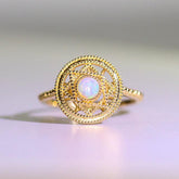 Opal Hexagram 18K Yellow Gold Ring