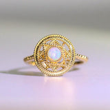 Opal Hexagram 18K Yellow Gold Ring