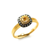 Fancy Yellow Diamonds Satin Finish Ring in 18K Yellow Gold