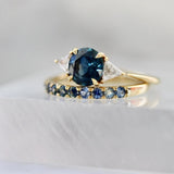1.35ct Sapphire Round Cut Ring with Diamond Accent in 14K Yellow Gold