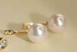 Aquamarine & 8mm Akoya Pearl Earrings - 18K Yellow Gold