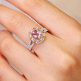 1.25ct Pink Sapphire Cushion Cut & Diamond Ring - 18K White Gold