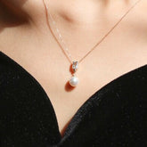 Aquamarine & 8mm Akoya Pearl Necklace in 18K Yellow Gold