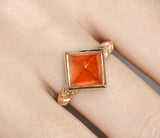 Engraved Arrow Fanta Garnet Cocktail Ring in 18K Yellow Gold