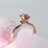 Pink Tourmaline Diamond Engagement Ring in 18K Yellow Gold