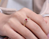 Granulation Ruby & Diamonds 18K Yellow Gold Ring