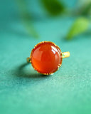 Maitreya Design Southern Red Agate Cabochon Ring - 18K Yellow Gold