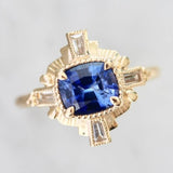 1.5ct Sapphire Horizontal Stone Art Deco Ring - 18K Yellow Gold