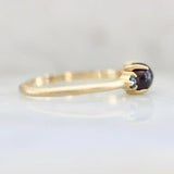 Raspberry Garnet & Black Diamond Ring - 18K Yellow Gold