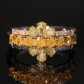 Yellow Diamonds Pear-Shaped Stackable Ring in 18K Rose Gold