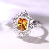 1.38ct Yellow Sapphire & Halo Diamond Ring in 18K White Gold