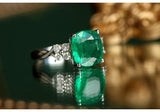 3.13ct Emerald & Diamond Statement Ring in 18K White Gold