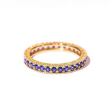 Blue Sapphire Channel Set 18K Yellow Gold Band Ring