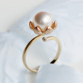 Premium Japan Akoya Pearl Cuff Ring - 18K Yellow Gold