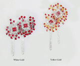 Red Pink Spinel Square Cut & Diamond Brooch in 18K Gold