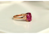 2.32ct Rubellite Oval Cut & Side Diamond Ring in 18K Yellow Gold