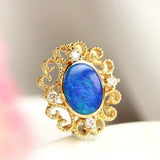 Blue Opal & Diamond Pendant - 18K Yellow Gold