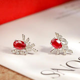 Dazzling Diamond Pigeon Blood Ruby Earrings in Platinum 950