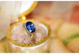 12x7mm Blue Sapphire 18K Gold Vintage Ring