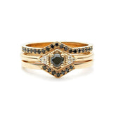 Black Diamond Stackable Ring - 14K Yellow Gold
