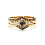Black Diamond Stackable Ring - 14K Yellow Gold