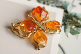 Fire Opal Butterfly Design 18K Gold Pendant