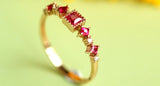 Five Ruby Square Cut Ring - 18K Yellow Gold
