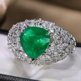 2.3ct Emerald Heart Shape 18K Gold Ring with Full Diamond