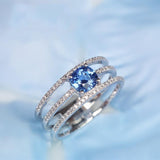 1.63ct Blue Sapphire Diamonds Channel Set Ring in 18K White Gold