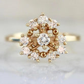 Snowflake Cluster Diamond Ring in 18K Yellow Gold
