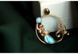 Australia Blue Opal & Diamond Pendant in 18K Yellow Gold