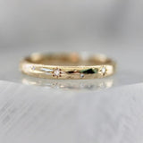 White Diamond Star Engraved in 18K Yellow Gold