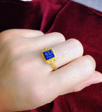 Lapis Lazuli Engraved Totem Ring in 22K Gold – Antique Vintage Design