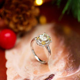 1.6ct Yellow Sapphire 18K Gold Ring with Halo Diamonds