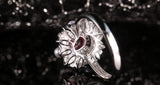 Ruby Oval & Akoya Pearl Statement Ring in 18K White Gold