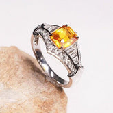 1.55ct Yellow Sapphire Radiant Cut 18K Gold Ring with Diamonds
