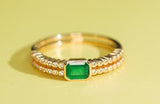 Emerald & Diamond Stackable Ring in 18K Yellow Gold