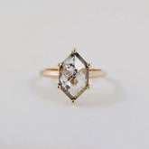 1.02ct Fancy Grey Diamond Salt and Pepper Diamond Hexagon 18K Stacking Ring