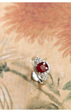 2.16ct Rubellite Cushion & Diamond Ring in 18K White Gold