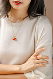 Buddha-Inspired Red Agate Necklace in 18K Yellow Gold